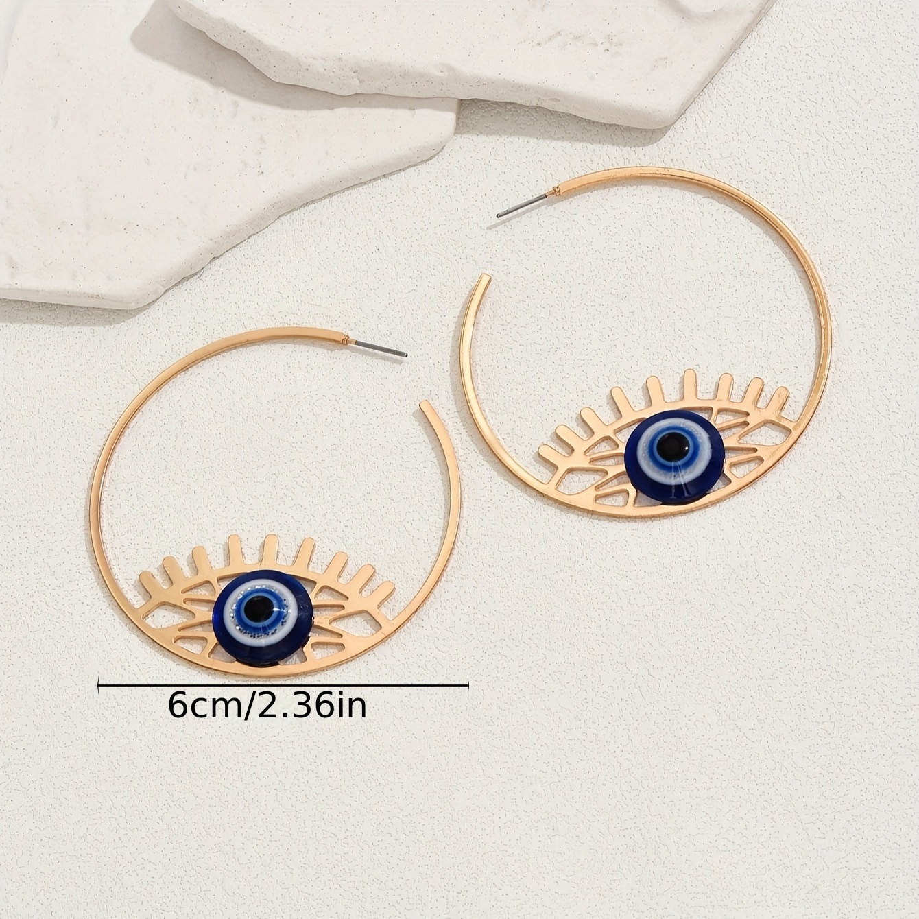 Geometric Hoop Earrings Devil Eye Decor